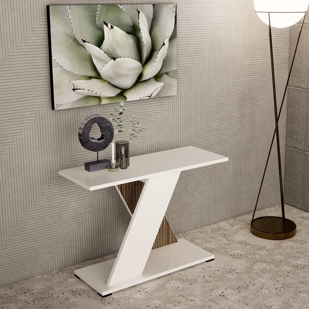 Read more about Enna high gloss rectangular console table in white