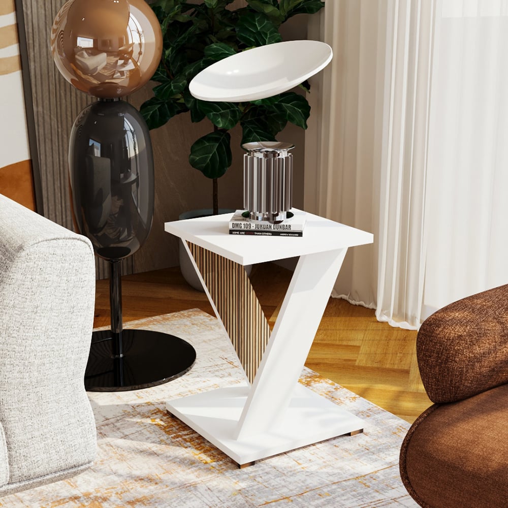 Read more about Enna high gloss square lamp table in white