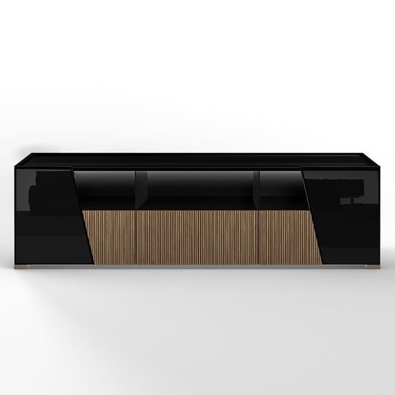 Enna Living Room Set With Coffee Table In Gloss Black And LED