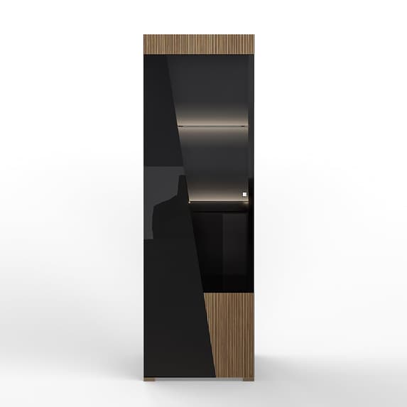 Enna Living Room Set With Coffee Table In Gloss Black And LED