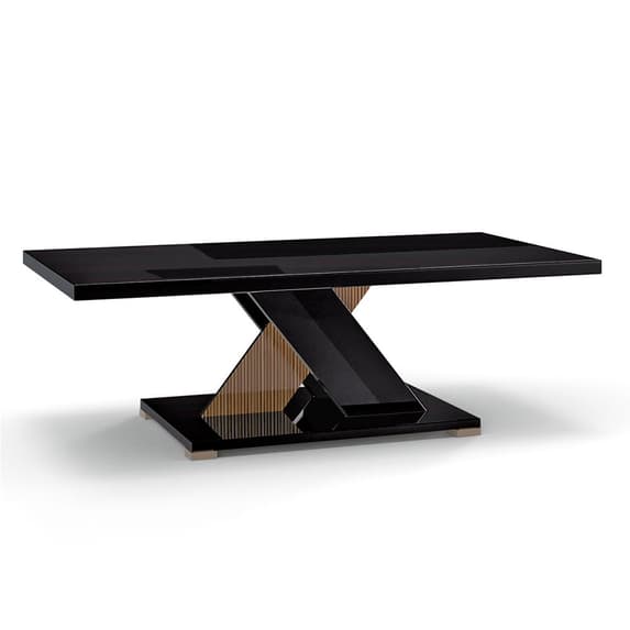 Enna Living Room Set With Coffee Table In Gloss Black And LED
