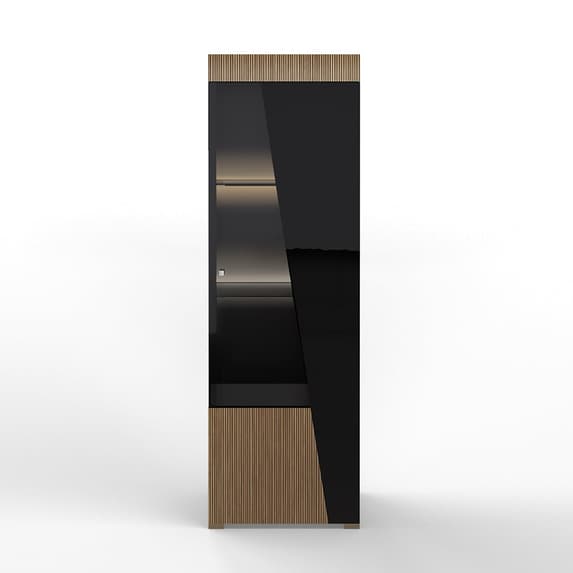 Enna Living Room Set With Display Cabinet In Gloss Black And LED
