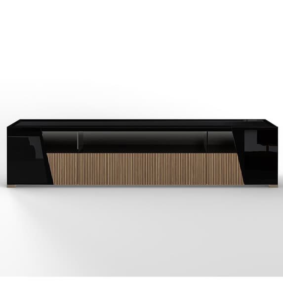Enna Living Room Set With Sideboard In Gloss Black And LED