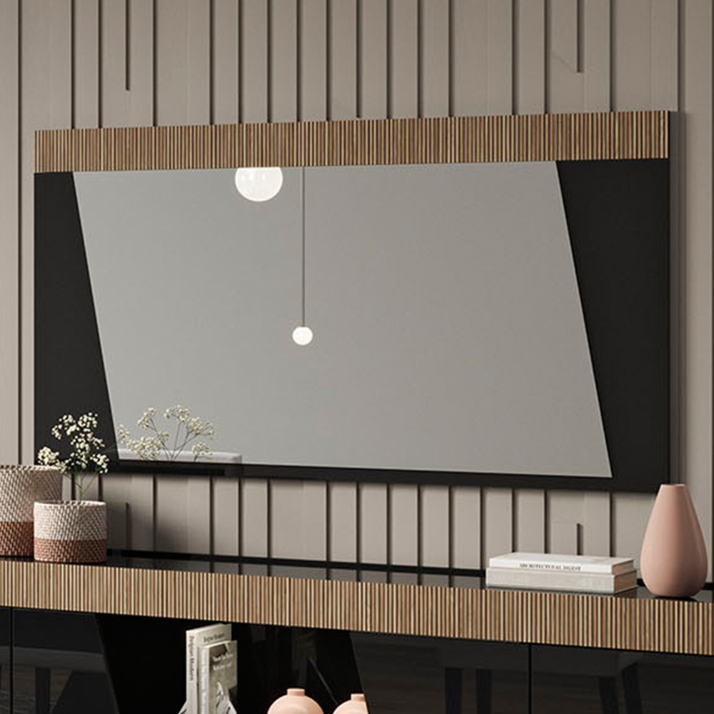 Read more about Enna wall mirror in black high gloss wooden frame