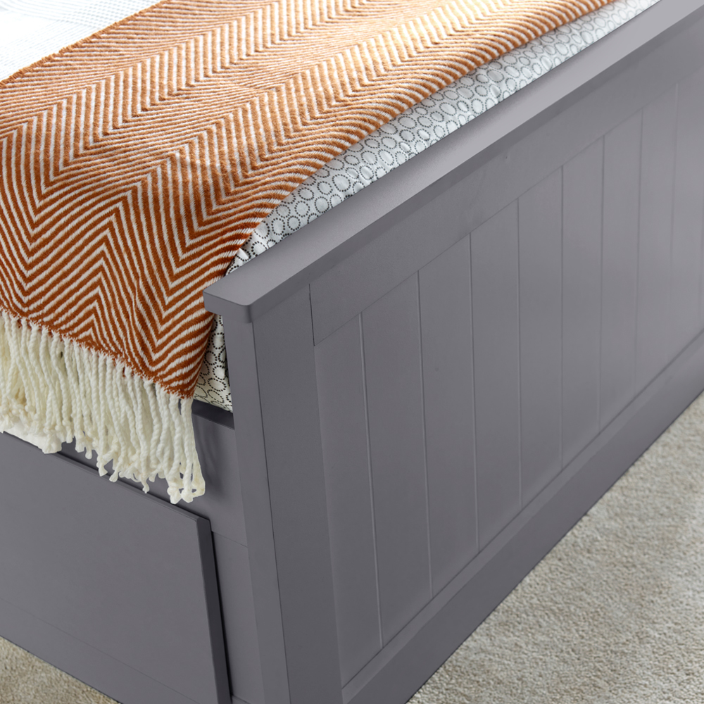 Enoch Wooden Single Bed With 3 Drawers In Grey