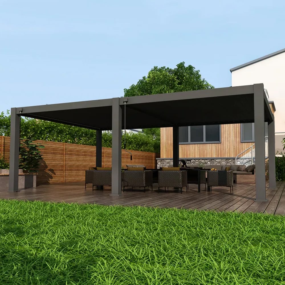 Enoch Large Aluminum Garden Pergola In Black