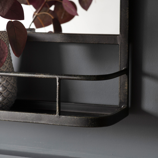 Enoch Overmantel Wall Mirror With Shelf In Charcoal