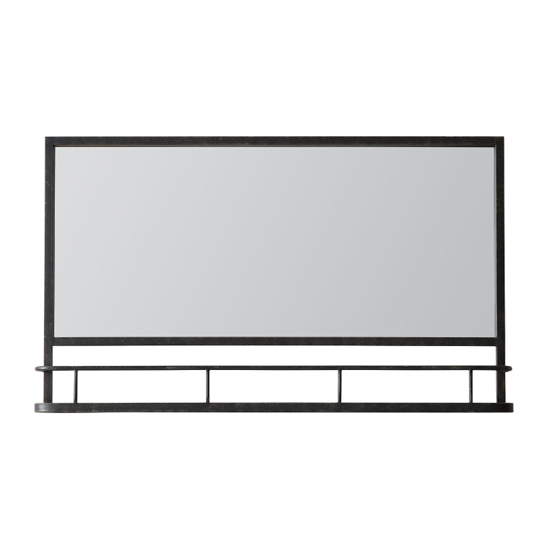 Enoch Overmantel Wall Mirror With Shelf In Charcoal