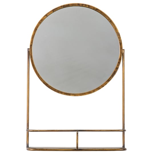 Photo of Enoch wall mirror with shelf in bronze iron frame