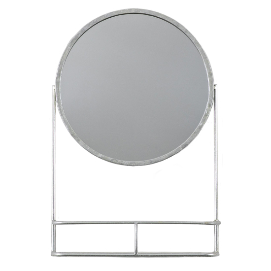 Photo of Enoch wall mirror with shelf in silver iron frame