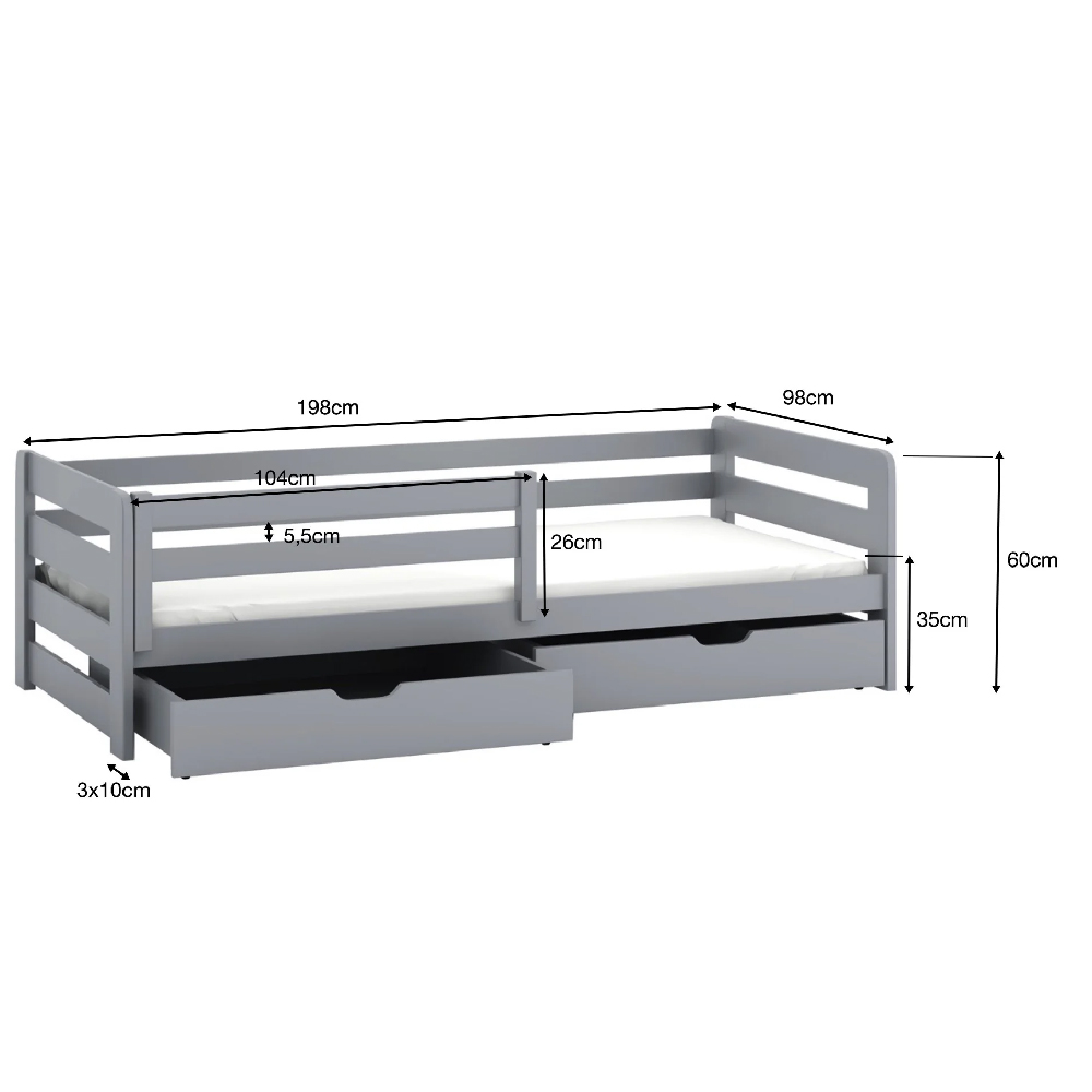 Enoch Wooden Day Bed With Mattress And Foam In White