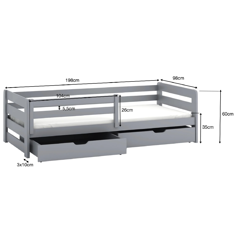 Enoch Wooden Day Bed Without Mattress In Graphite