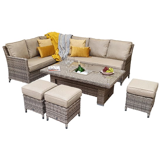Photo of Enola corner dining sofa set in double half round weave