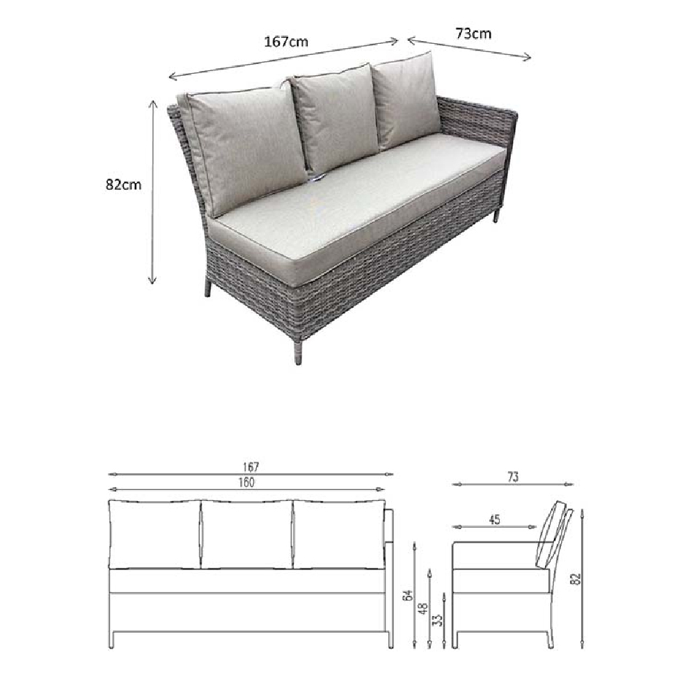 Enola Glass Top Garden Corner Dining Set With Firepit In Grey