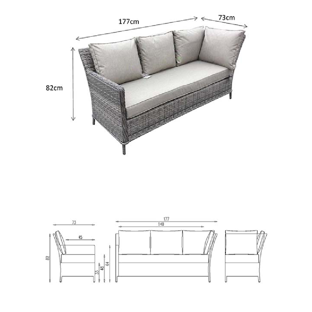 Enola Glass Top Garden Corner Dining Set In Grey
