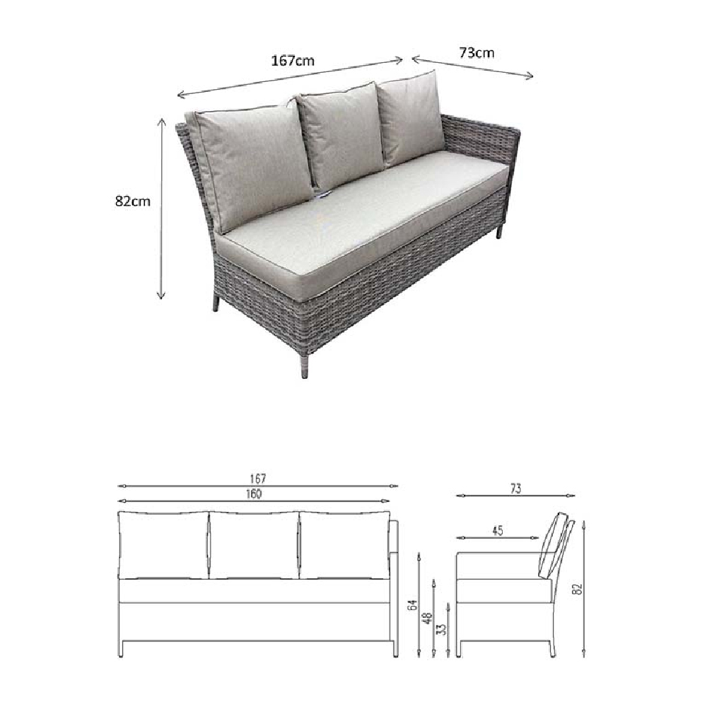 Enola Glass Top Garden Corner Dining Set In Grey