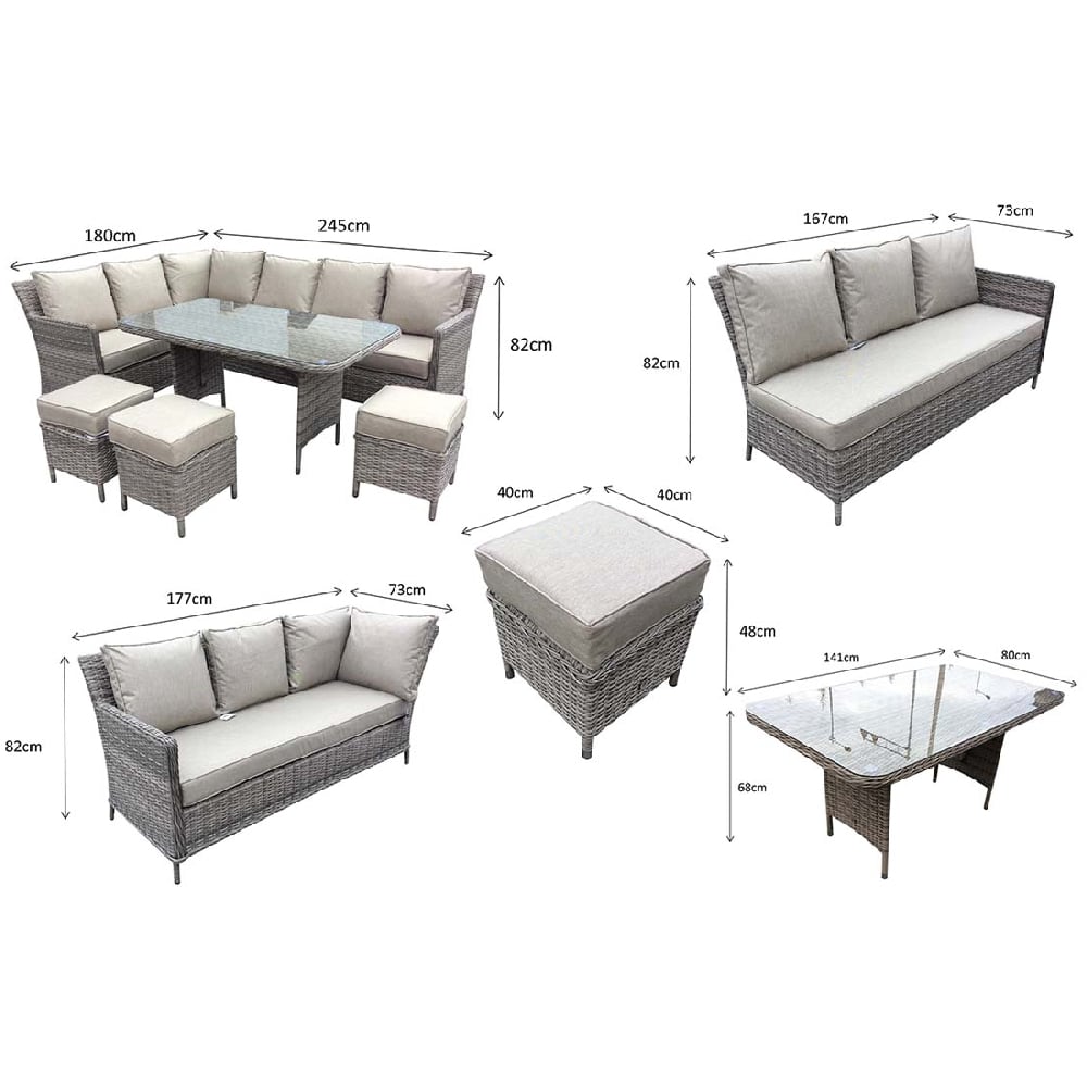 Enola Glass Top Garden Corner Dining Set In Nature Grey