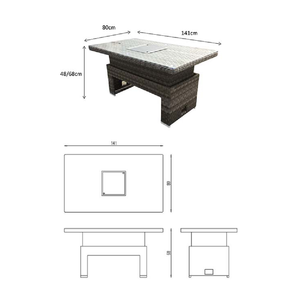 Enola Glass Top Garden Corner Lift Top Dining Set In Grey