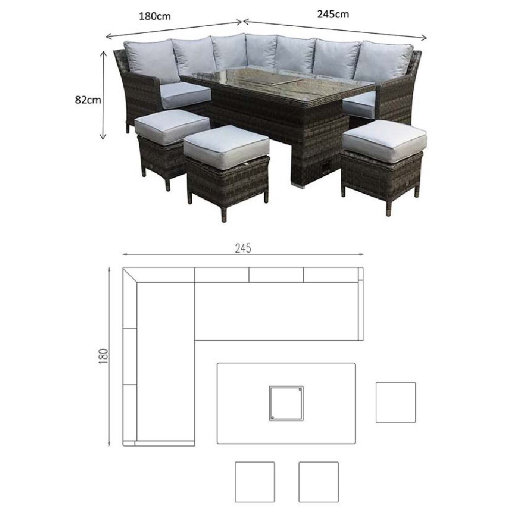 Enola Glass Top Garden Corner Lift Top Dining Set In Nature Grey
