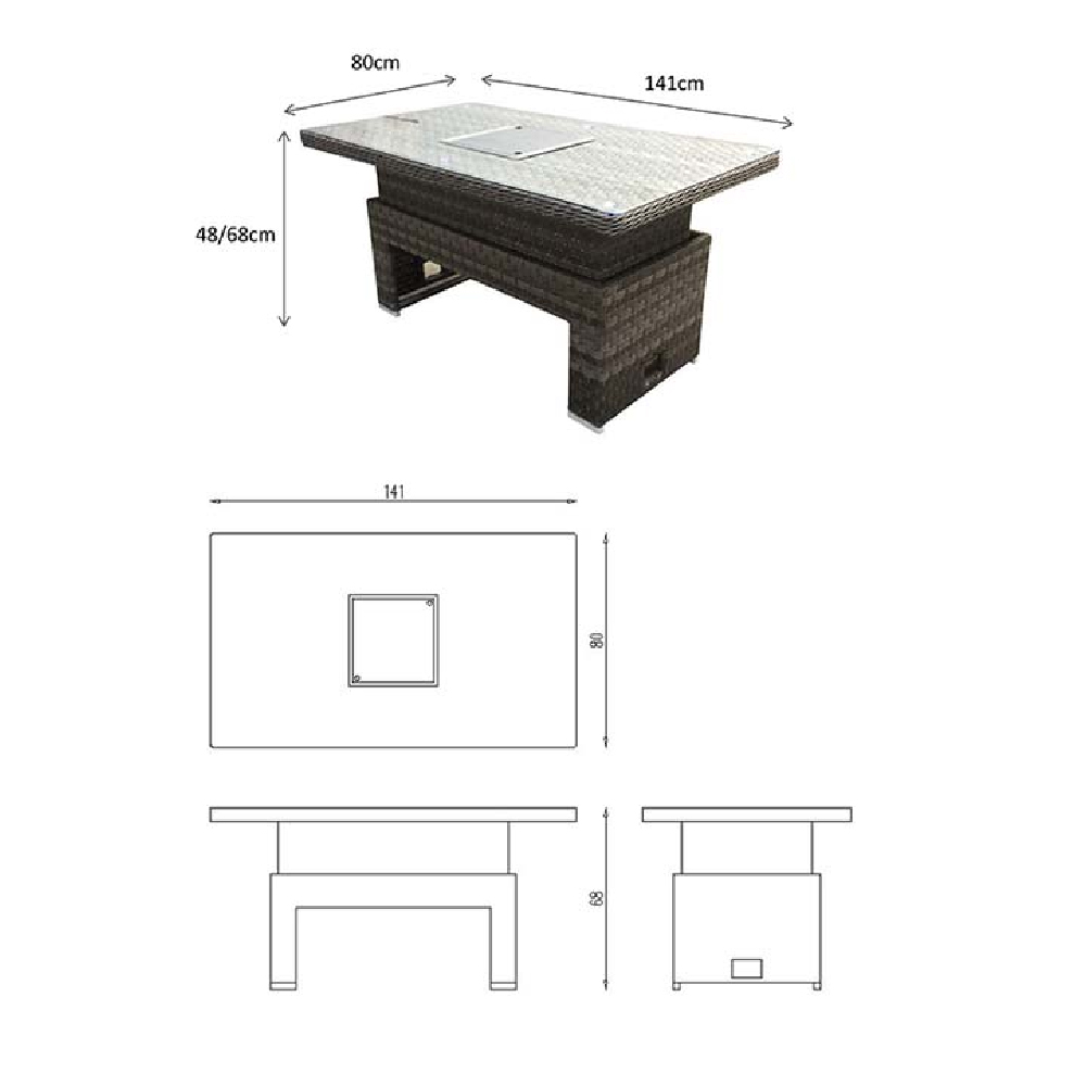 Enola Glass Top Garden Corner Lift Top Dining Set In Nature Grey