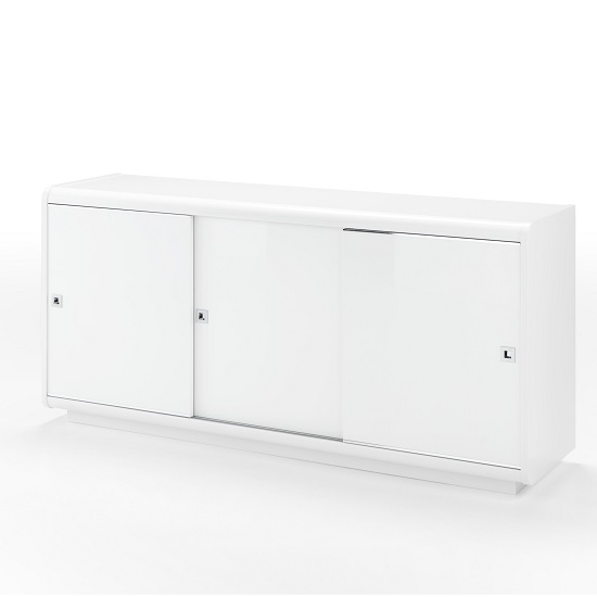 Enox Sideboard In White High Gloss With 3 Sliding Doors_2