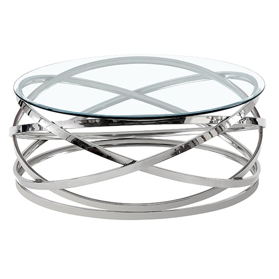 Enrico Round Clear Glass Coffee Table With Silver Base Furniture in Fashion
