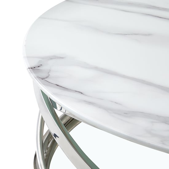 Enrico Round Marble Coffee Table In White With Silver Base_6