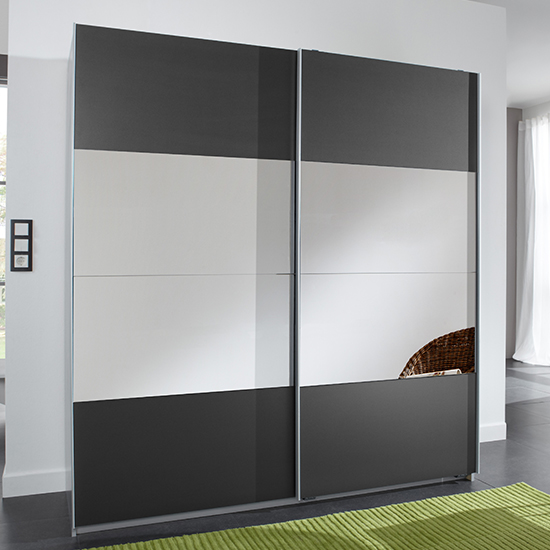 Enter Sliding Door Wide Wardrobe In Graphite And Aluminium Furniture