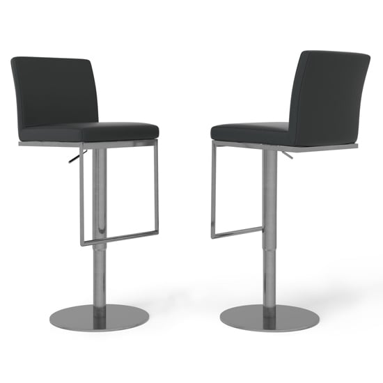 Eccles Black Faux Leather Gas-lift Bar Stools In Pair_2