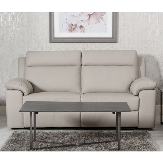 Enzo Faux Leather Fixed 3 Seater Sofa In Putty