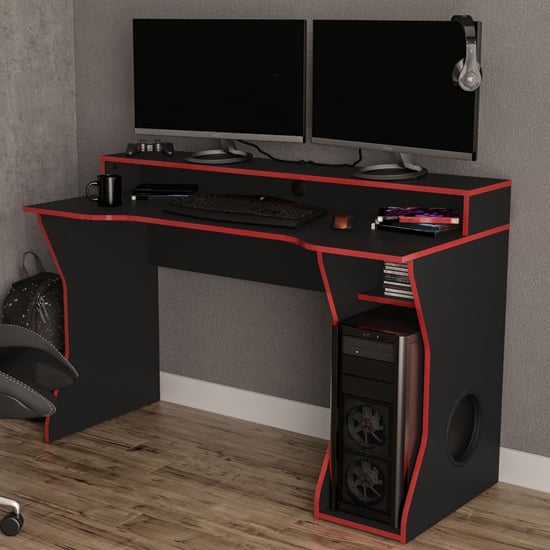 Enzo Wooden Gaming Desk In Black And Red_1