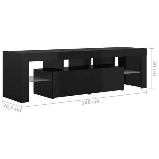 Enzo High Gloss TV Stand In Black With LED Lights Furniture in Fashion