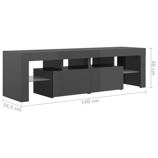 Enzo High Gloss TV Stand In Grey With LED Lights Furniture in Fashion