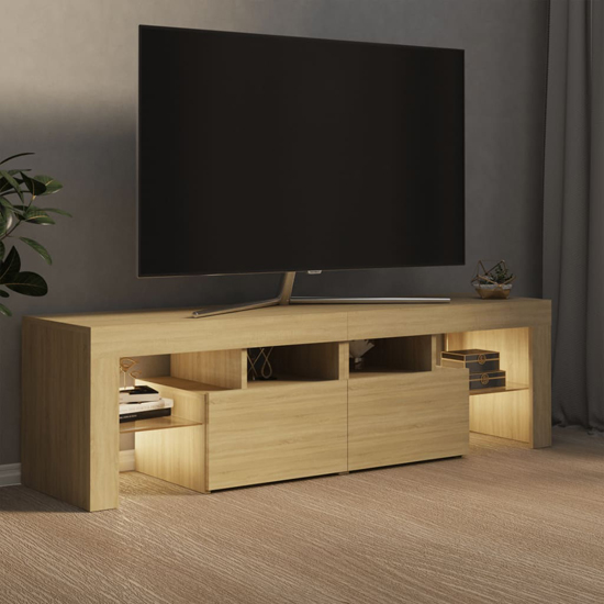 Enzo Wooden TV Stand In Sonoma Oak With LED Lights