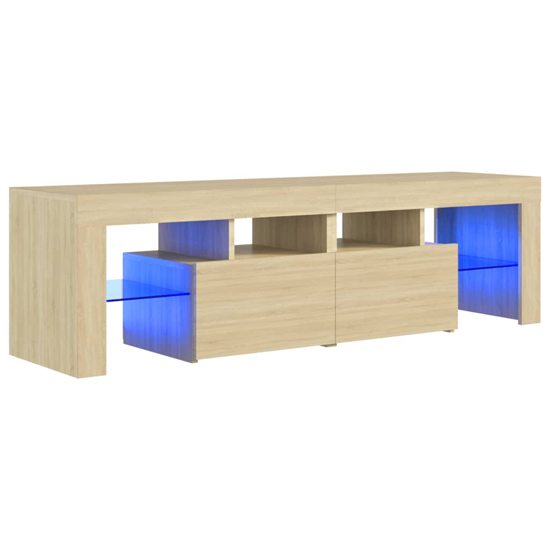 Enzo Wooden TV Stand In Sonoma Oak With LED Lights
