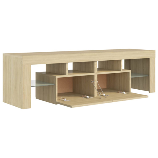 Enzo Wooden TV Stand In Sonoma Oak With LED Lights