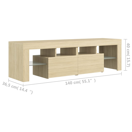 Enzo Wooden TV Stand In Sonoma Oak With LED Lights