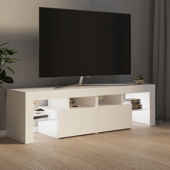 Enzo Wooden TV Stand In White With LED Lights
