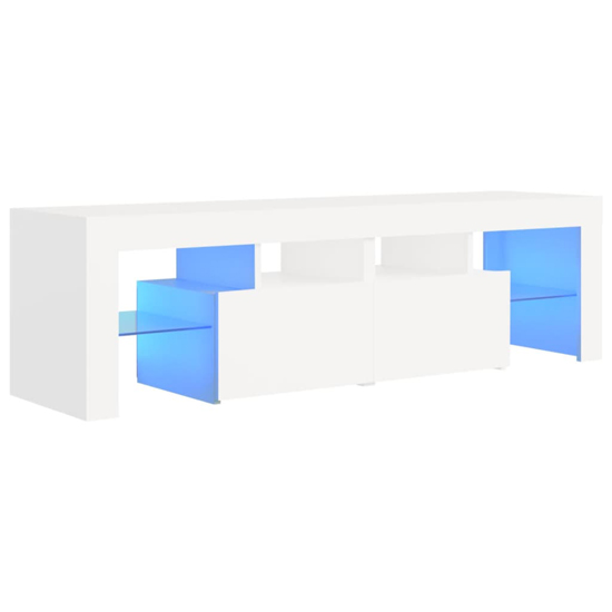 Enzo Wooden TV Stand In White With LED Lights