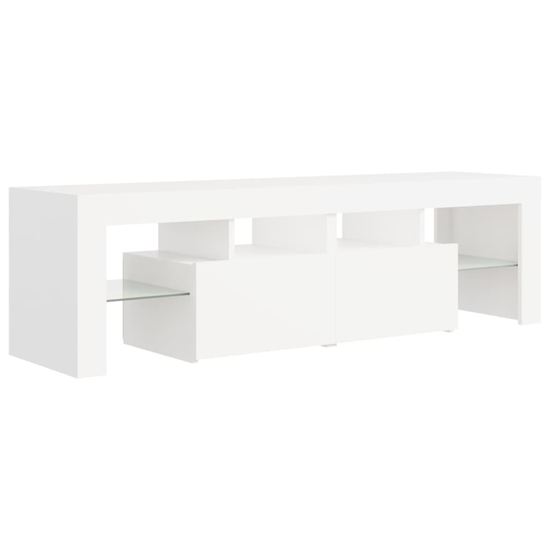 Enzo Wooden TV Stand In White With LED Lights