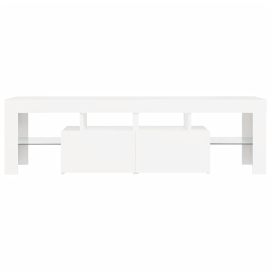 Enzo Wooden TV Stand In White With LED Lights