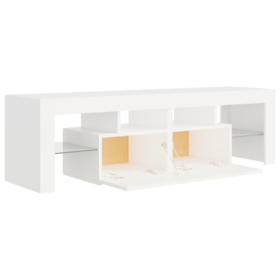 Enzo Wooden TV Stand In White With LED Lights