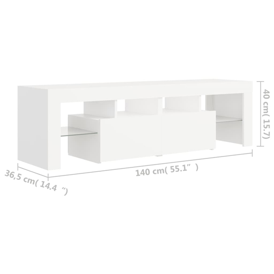 Enzo Wooden TV Stand In White With LED Lights