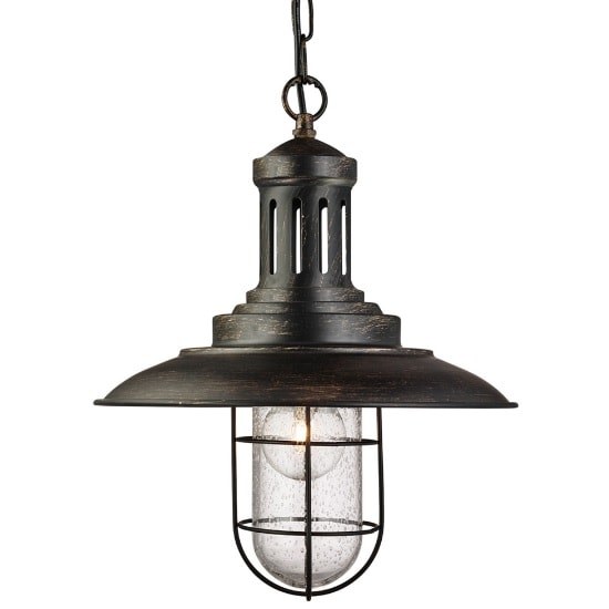Eos Fisherman Ceiling Light In Black Gold With Caged Shade_1