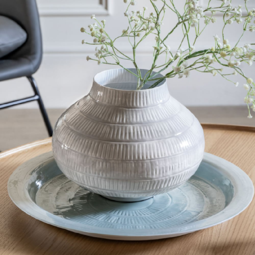 Ephrata Small Iron Textured Pattern Vase In Grey