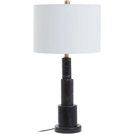 Product photograph of Epinal White Shade Table Lamp With Black Marble Base from Furniture in Fashion