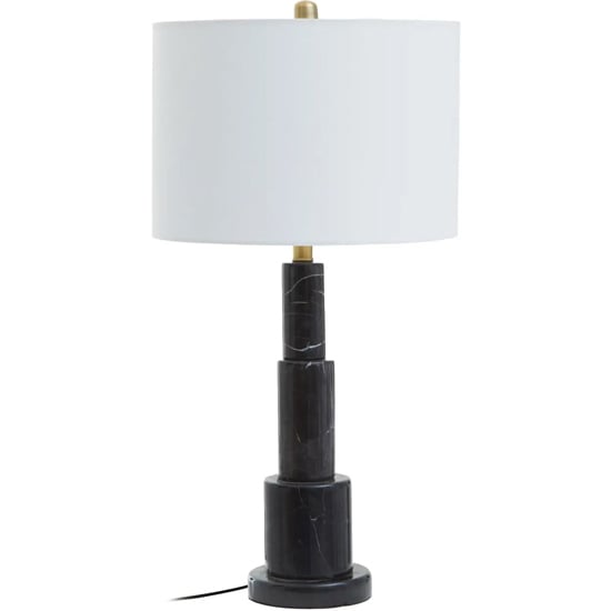 Epinal White Shade Table Lamp With Black Marble Base