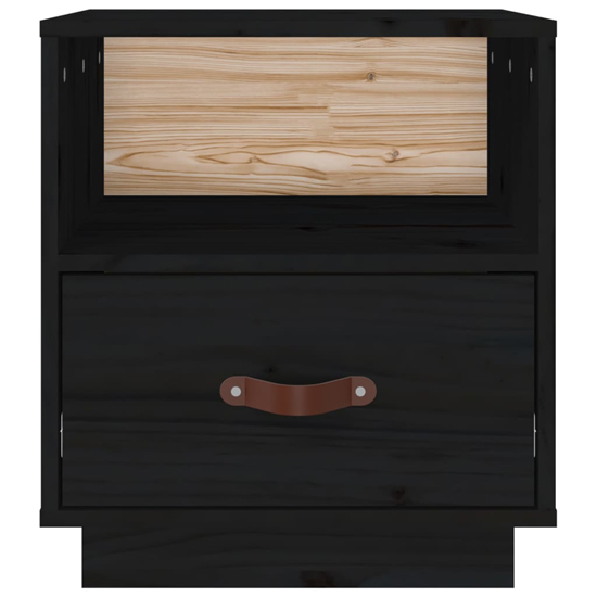 Epix Pine Wood Bedside Cabinet With 1 Drawer In Black
