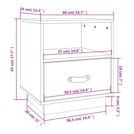 Epix Pine Wood Bedside Cabinet With 1 Drawer In White