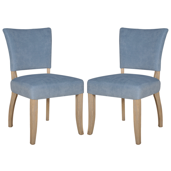 Epping Blue Velvet Dining Chairs With Wooden Legs In Pair